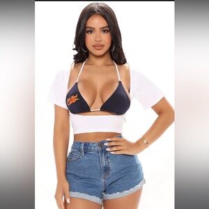 Hot Rod Bikini Crop Top - White/combo